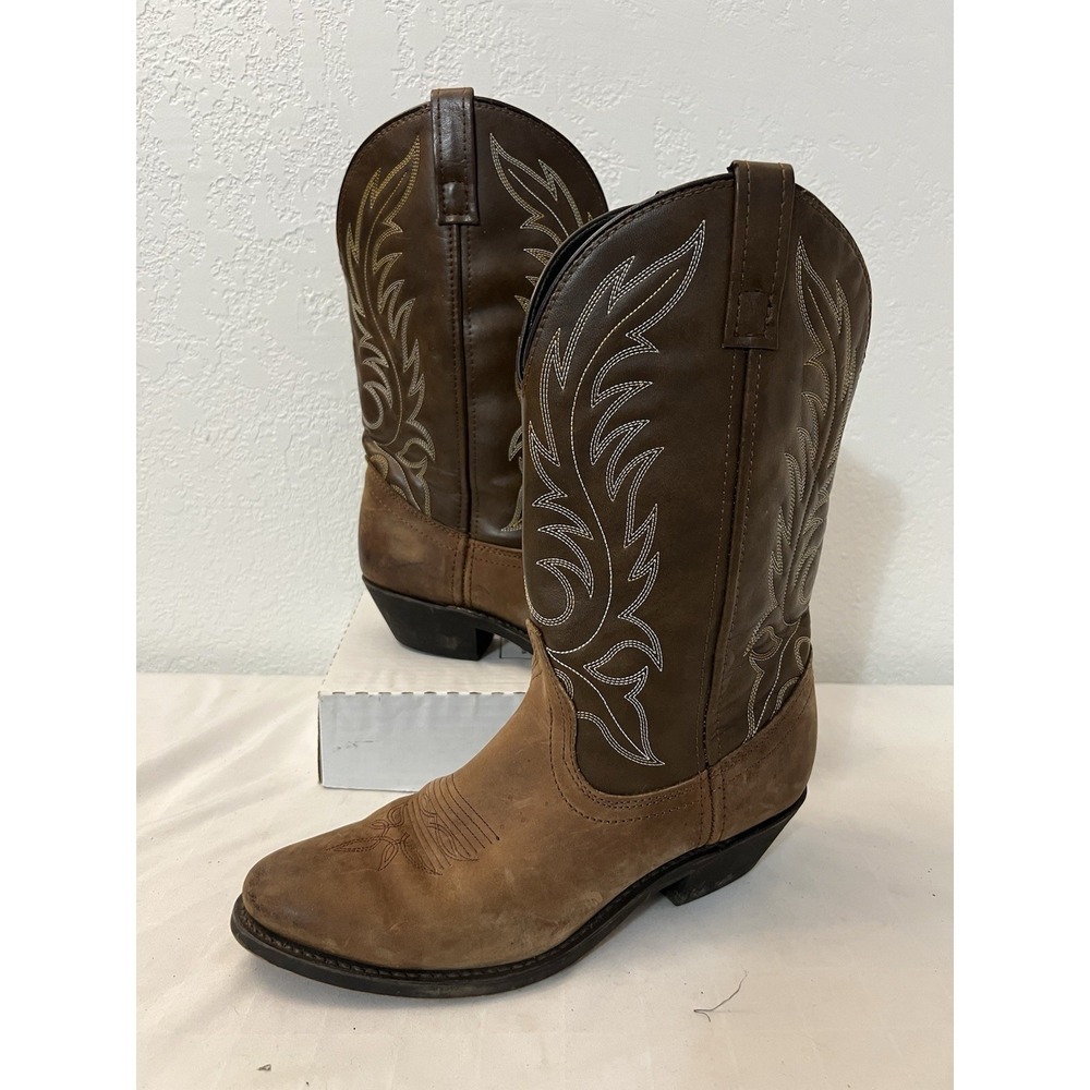 Laredo 5742 Kadi Lea Vamp Fox‎ Brown Leather Western Cowgirl Boots Womens Sz 8.5